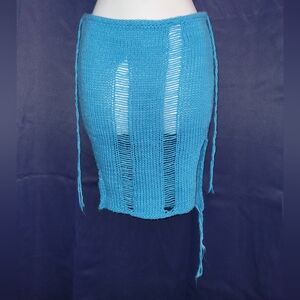 Kansoon Blue Knit Medium Cutout Skirt